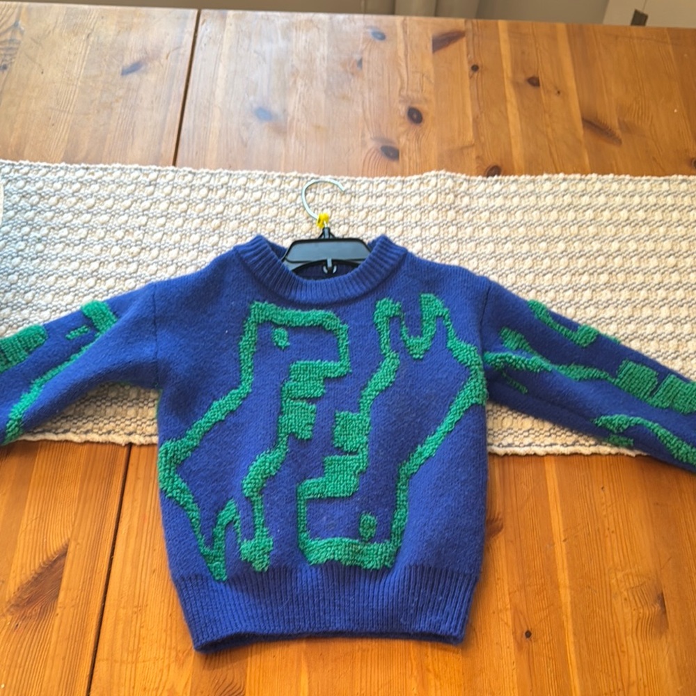 4T Blue and Green Dinosaur Sweater